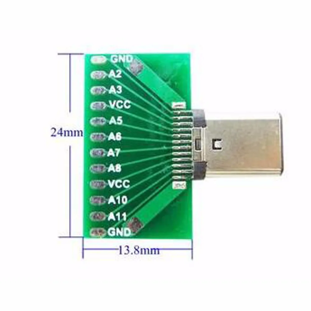 10 шт./лот USB 3 1 тестовая плата с разъемом типа папа платой PCB 24 + 4 | Электроника