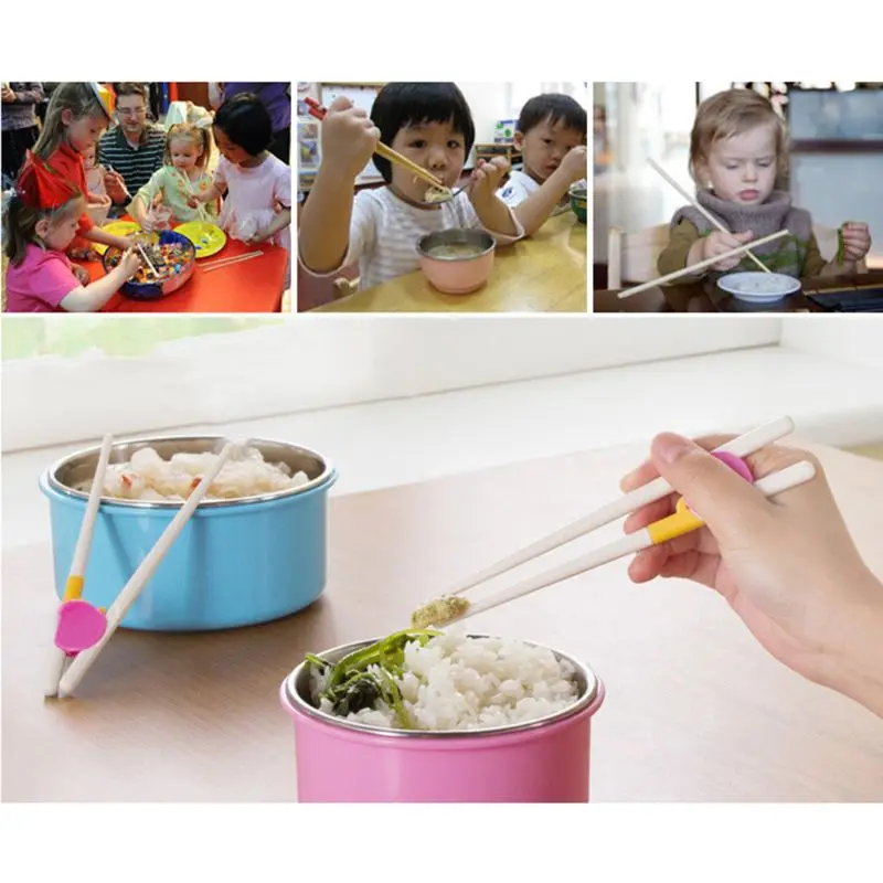 1 пара детских палочек для еды, безопасные нетоксичные детские принадлежности для кормления малышей, Детские тарелки, вспомогательные силиконовые АБС-пластик для обучения использованию еды