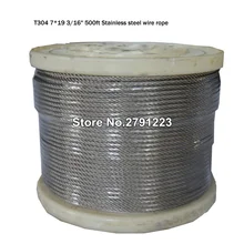 Веревочка провода нержавеющей стали 304 на катушке, ядро стренги 7x19, материал нержавеющей стали крена веревочки провода нержавеющей стали 3/1" Голый OD 500ft