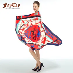 Модная саржа Шелковый шарф для Для женщин печати хиджаб шарфы женский квадратный шаль, косынка 130*130 см люксовые шарфы для дам