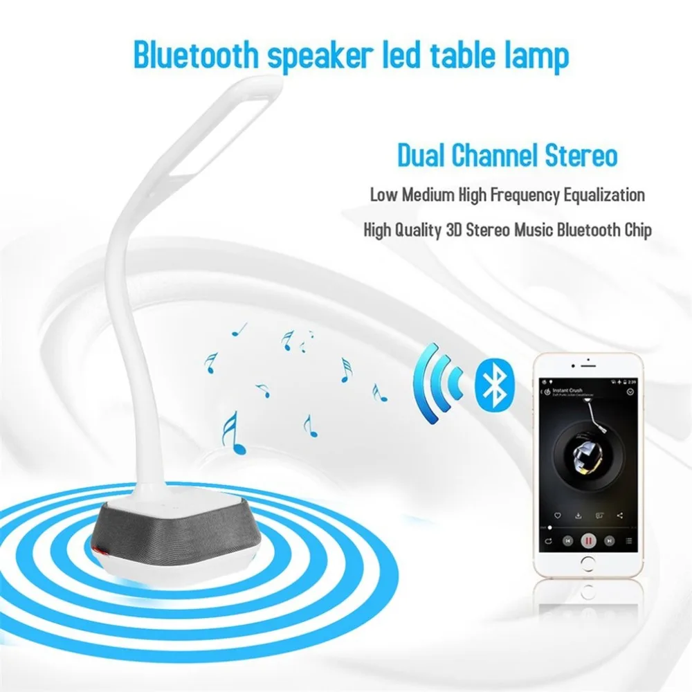 

M6 Wireless Bluetooth V2.1 Speaker LED Table Lamp Touch Dimmer DC 5V 1A 5W Lamp + 7W Speaker 5000~6000K 75dB 100Hz-20KHz