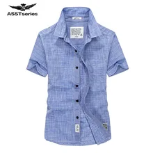 AFS JEEP летняя Стильная хлопковая и льняная рубашка для мужчин, рубашки Slim Fit, брендовая одежда, мужская рубашка с коротким рукавом, большие размеры, 56y