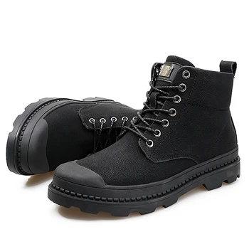 

Mens Motorcycle boots men shoes leather winter autumn High-top Boots Military Ankle Army Combat Comfortable Sneakers black 38-44