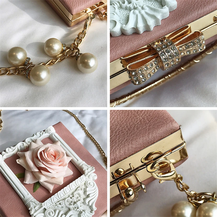 Women Evening Bag Fashion Flowers Crossbody Bags for Women Luxury Handbags Designer Brand Leather Over Shoulder Bag Sac Clutch