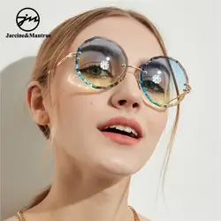 A18905 borderless круглой огранки ретро очки женские прозрачные цветные линзы солнцезащитные очки