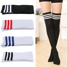 1 пара женские хлопковые носки выше колена 4 цвета|striped thigh high|thigh