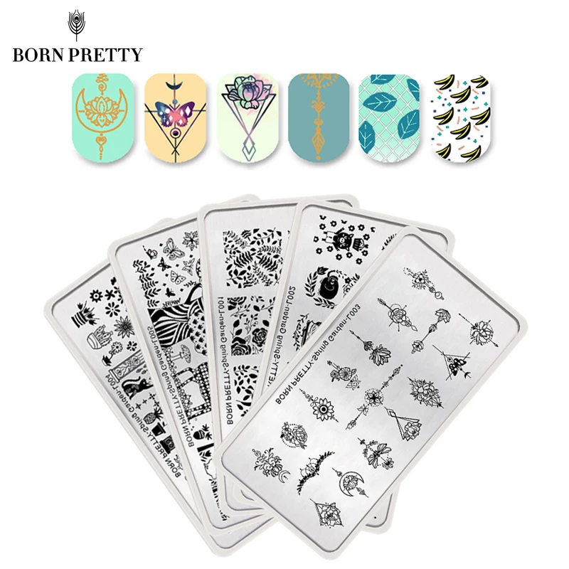 BORN PRETTY 5 Pcs Flower Leaf Nail Stamping Plate Set Spring Garden Series Template Rectangle Nail Art Image Plate BORN PRETTY 5 Pcs Flower Leaf Nail Stamping Plate Set Spring Garden Series Template Rectangle Nail Art Image Plate