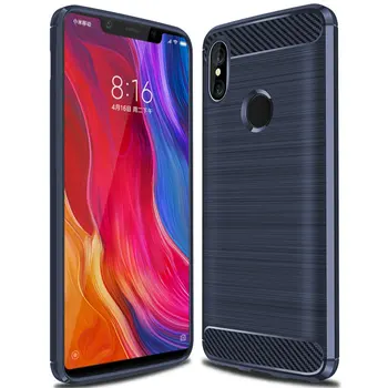 

50pcs/lot Shockproof Brushed Case For Xiaomi Mi 5C 5X A1 6X A2 Carbon Fiber Rugged Back Cover For Xiaomi Mi 8 Lite SE