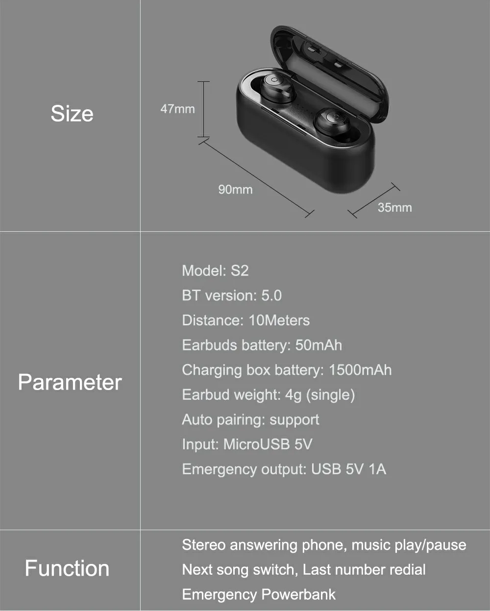 In Store Ubeamer TWS Bluetooth 5.0 Earphone Long Standby. Wireless Headset 1500mAH Battery Case for music/call HIFI earphone