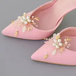 Туфли на высоком каблуке, украшенные кристаллами и жемчугом, Украшенные бусинами, с цветочным орнаментом, женские элегантные модные туфли