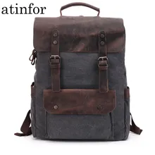Водонепроницаемый холщовый винтажный рюкзак для мужчин, большой рюкзак для путешествий, сумка для ноутбука из натуральной коровьей кожи, рюкзак для колледжа, студентов, школьная сумка для книг