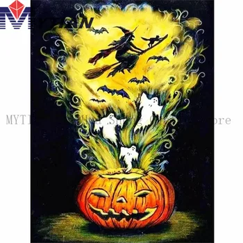 

MYTIAN 5D DIY Diamond Embroidery, Punpkin,Witch,Ghost,Fall, Halloween,Diamond Painting Kit,Mosaic Design Paint Cross Stitch Gift