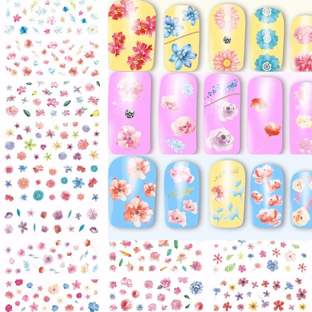 2018 12 sheets beauty flower mixed design Nail Art Water Transfer Stickers decals Accessories manicure tools sticker A1248 | Красота и