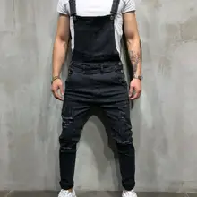 Новые модные мужские рваные джинсы комбинезоны с потертостями джинсовые комбинезоны с потертостями байкерские Комбинезоны для мужчин брюки на подтяжках Размер s-xxxl