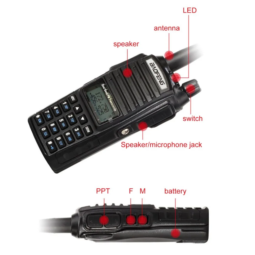 Baofeng BF-UV82 для переносного приемо-передатчика FM наружный машинный Беспроводной для переносного приемо-передатчика высокой мощности двухдиапазонный двойной в поп упаковке, самовождения