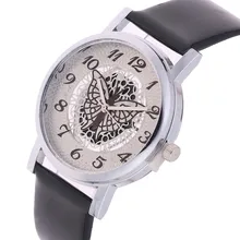 Nuevos relojes de señoras del reloj hollow butterfly perspectiva pu correa de cuero reloj de las mujeres de doble cara chica temporizador