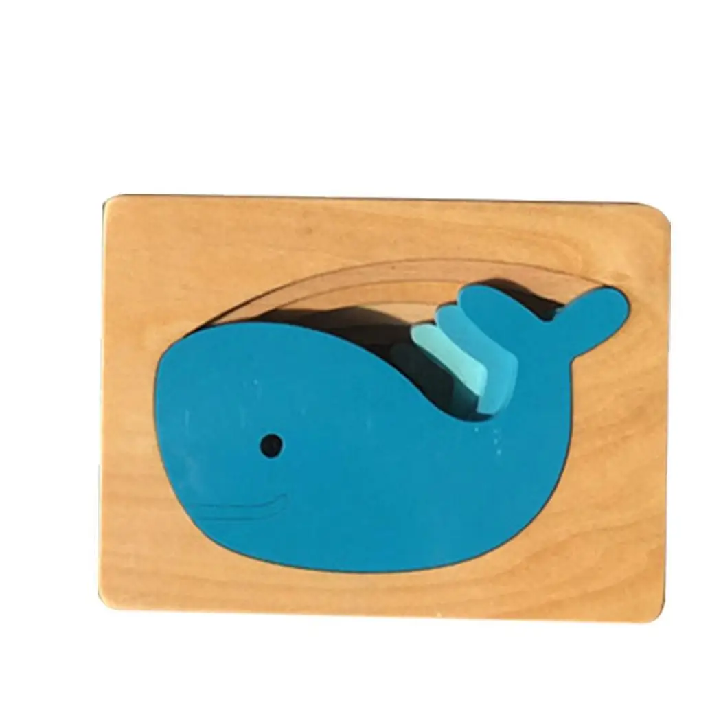 whale Candywood, Детские деревянные игрушки для детей, животные, картонная 3D головоломка, многослойные пазлы, детские игрушки, детские Ранние обучающие средства - Цвет: whale