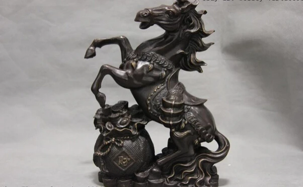 

song voge gem S1131 Chinese Copper Bronze feng shui Wealth yuanbao Money Coin Zodiac Horse Statue