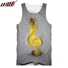 UJWI 3D Печатный желтый Музыкальный Примечание мужская майка модная мужская майка одежда в китайском стиле