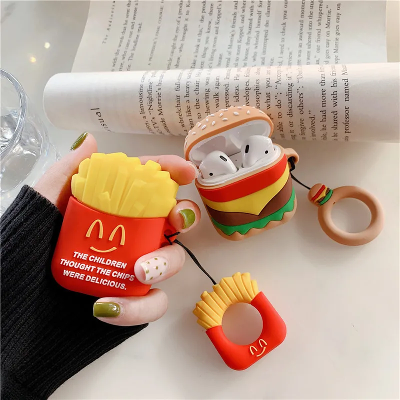 

For AirPods Case 3D Cute Earphone Cases For Apple Airpods 2 Funny Accessories Protect Cover with Finger Ring Strap