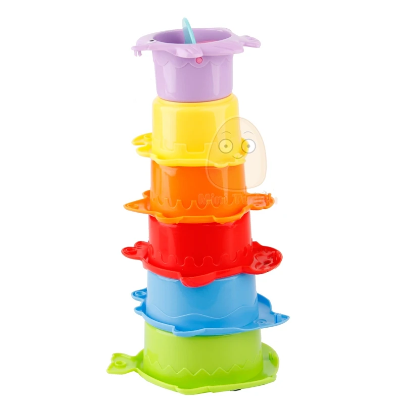 Развивающие игрушки для малышей, складные фигурки цветов радуги, забавная головоломка, сваи, складные чашки, игрушки с буквами, детские водные игрушки - Цвет: Fish Style