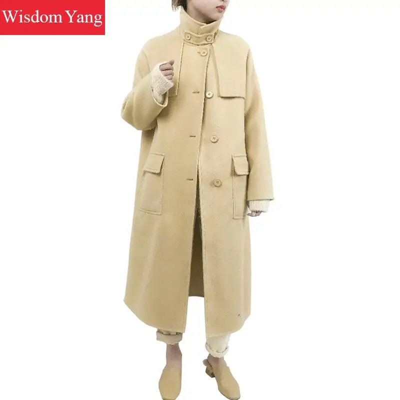 Winter Warm Schapenwol Fleece Jassen Lange Mouwen Womens Geel Zwart Casual Lady Oversize Wollen Bovenkleding Jas Wollen Jas Winter Warm Schapenwol Fleece Jassen Lange Mouwen Womens Geel Zwart Casual Lady Oversize Wollen Bovenkleding Jas Wollen Jas