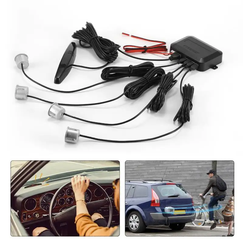 

Onever LED Display Car Parking Sensors 4 Radars Automobile Jalousie Parkmaster Car-Detector Parktronic Alarm Black Silver