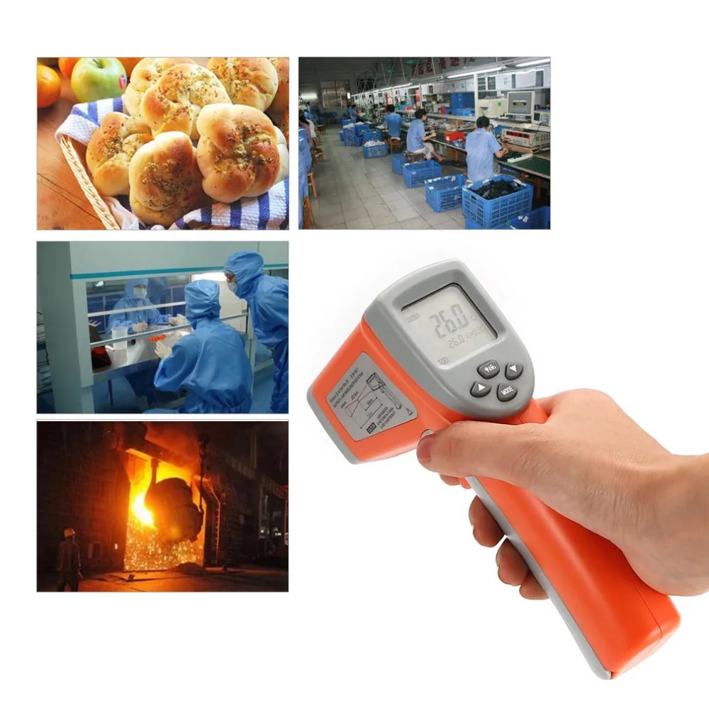 

DT8880 Digital LCD Handheld Infrared Thermometer Temperature Meter Tester Portable Red Laser Non Contact IR Pyrometer Gun