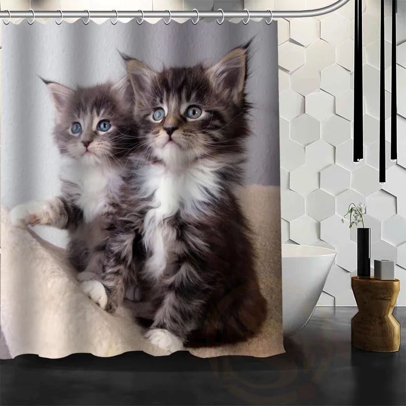 Best Nice Custom Cat Animal Pet Shower Curtain Bath Curtain Waterproof