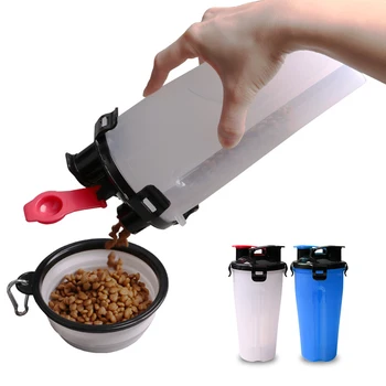 

2 in 1 Dog Feeder Water and Food Outdoor Dog Water Bottle Pet Bowls Travel Food Supplies Container Dish Cup for Cats and Dogs