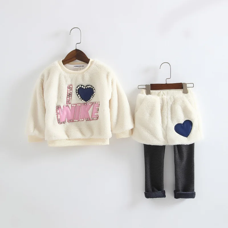 Children s clothing sets a baby clothing sets thickening warm clothes of wool rabbit hair toddler