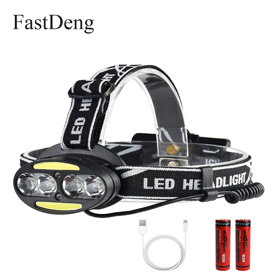

Super Bright Head Lamp USB Rechargeable 4*T6+2*COB+2* Red LED T6 Headlight Forehead Lamp Fishing Headlight Emergency Lighting