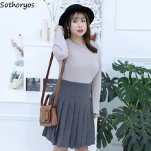 Юбки Женские, больше размера, подходят ко всему, зимние, элегантные, хлопковые, женские, плиссированные, мягкие, теплые, высокая талия, для женщин, юбки для студентов, Kawaii, большие