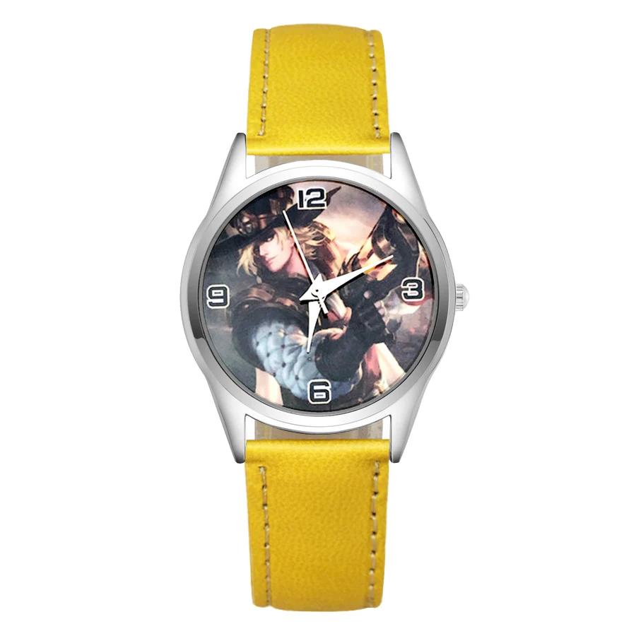 Yellow Милые детские часы с героями мультфильмов; кварцевые наручные часы с кожаным ремешком для девочек; JC40 - Цвет: Yellow