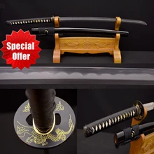 Handmade Samurai Japanese Sword KO – KATANA 1095 & Damascus Steel Clay Tempered KOBUSE Blade Practice Knife Full Tang Sharp