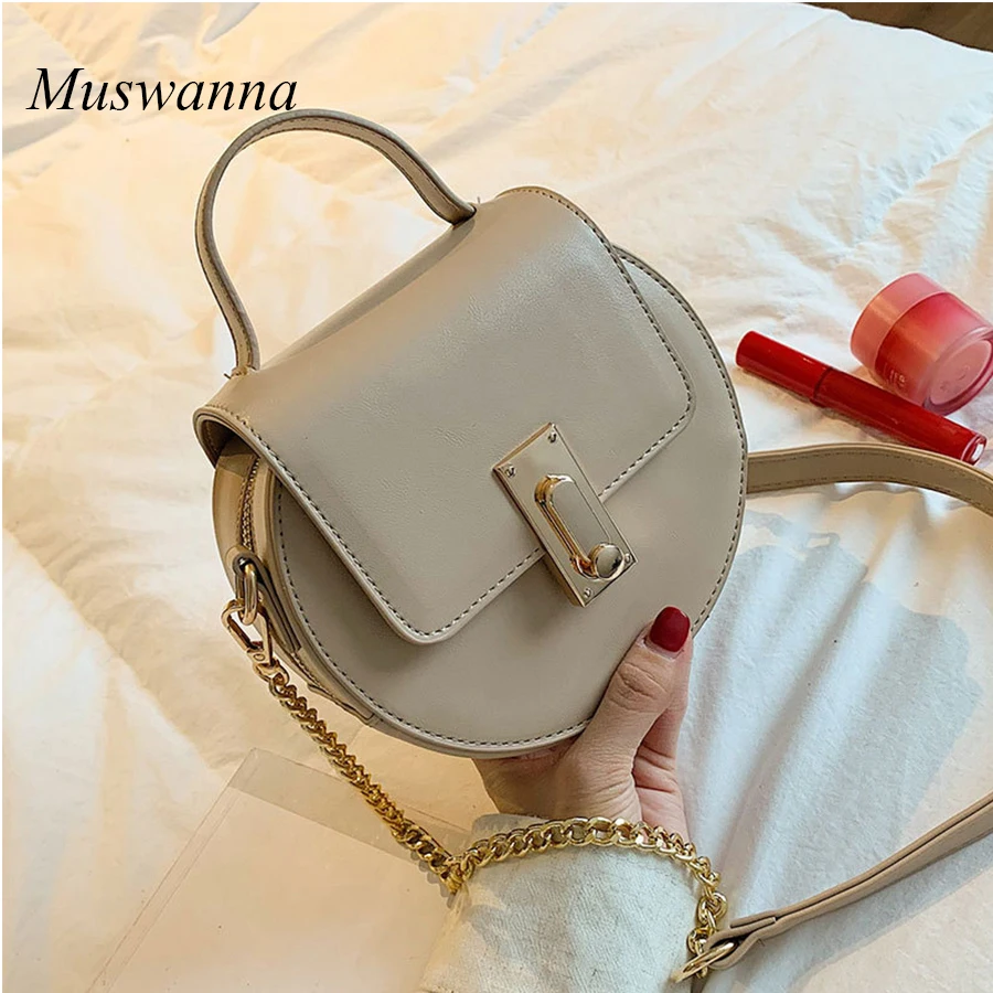 

Fashion Top Handle Pu Leather Small Round Bag Chain Crossbody Bag High Quality Messenger Bag Lady Hand bag Purse Bolsa 2019