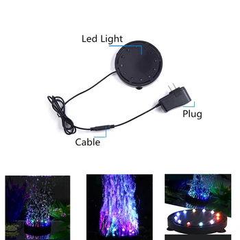 

1PC Fish Tank Colorful Submersible Light LEDs Air Curtain Bubbles Aquarium Accessories US EU Plug New