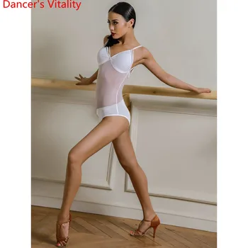 

Latin Modern Ballet Training Body Suit with Chest Pad Top Practice Clothes Rumba Samba Tango Cha Cha Competition Garments Outfit
