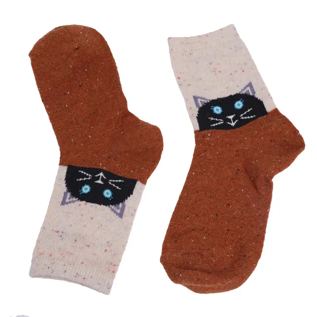 Осень Зима Толстые Высокое качество шерсть хлопок носки женские Харадзюку животных милые рождественские носки горячая распродажа - Цвет: 980725