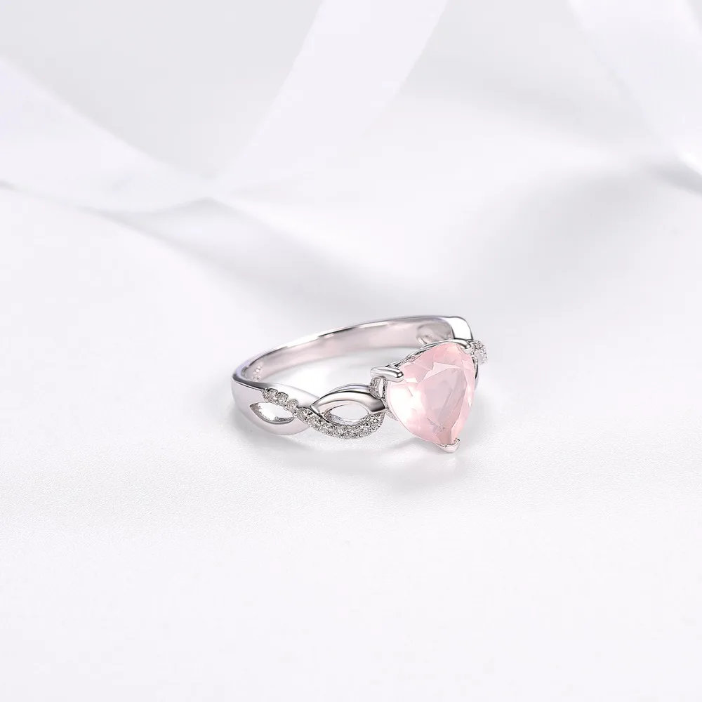 Hutang Women's Ring Natural Rose Quartz 