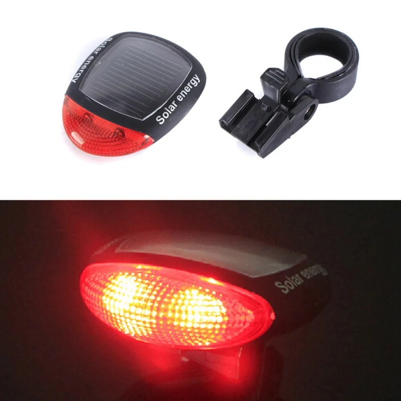 Top 2019 Bicycle Solar Energy LED Tail Light Night Safety Cycling Rear Lamp With Installing Mount Bicycle Accessories 3