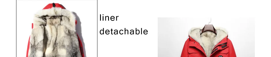 Новинка, зимнее теплое пальто из волчьего меха, парка, меховое пальто с капюшоном, длинное Мужское пальто из натурального меха, теплая верхняя одежда, парка из меха енота, пальто красного цвета