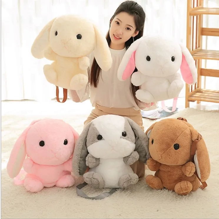 5 Colors Cute White Rabbit Plush Backpacks Animal Doll Rabbit Bag Kid