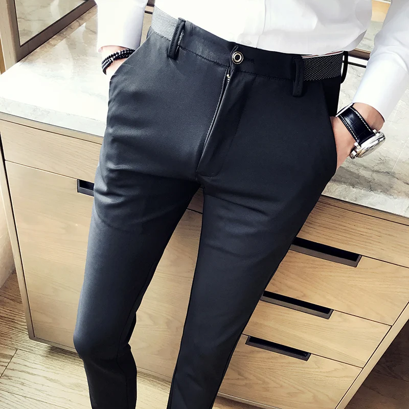 Весенне-осенний коммерческий Повседневный прямой Деловой брючный костюм для мужчин s брюки в клетку мужские хлопковые узкие прямые брюки эластичность S