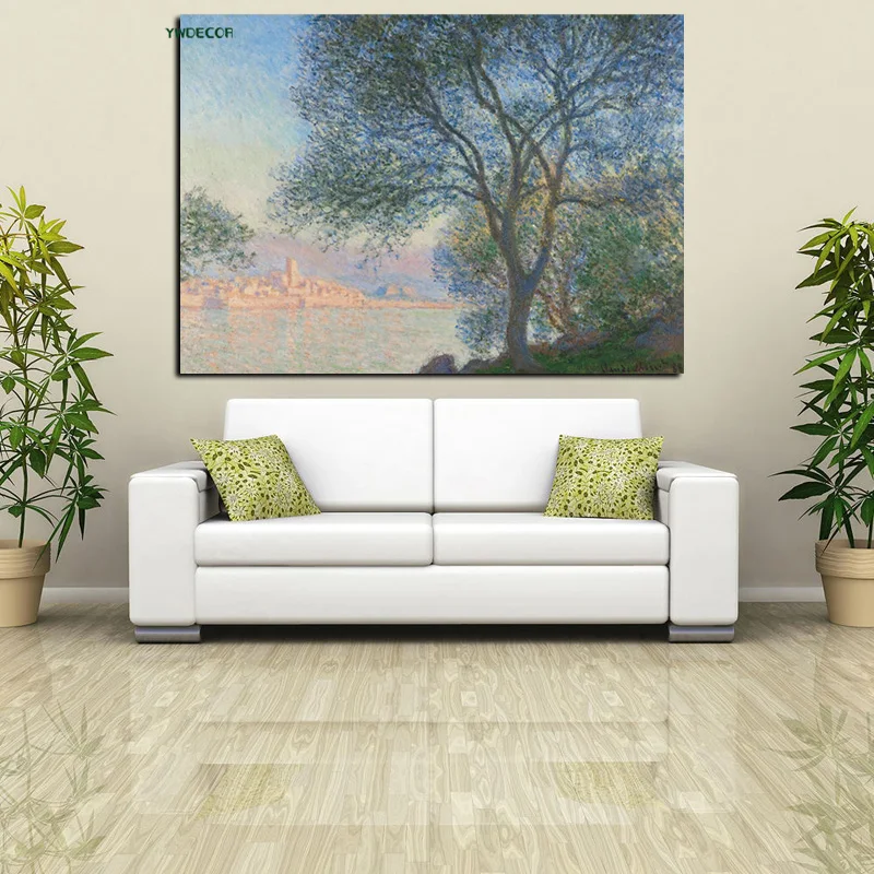

YWDECOR Print Antibes Seen from the Salis Gardens Claude Monet Oil Painting on Canvas Impressionist Wall Picture for Living Room
