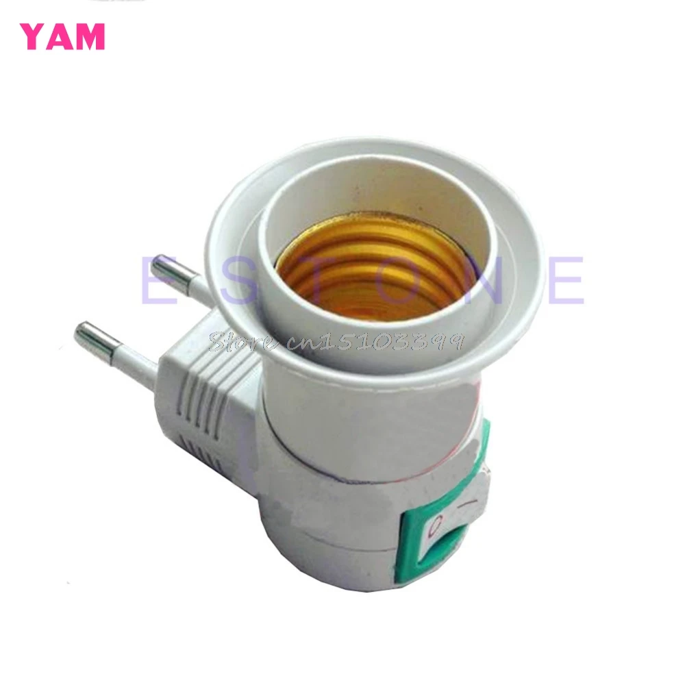 

E27 female socket to EU plug adapter with power on-off control switch G08 Whosale&DropShip