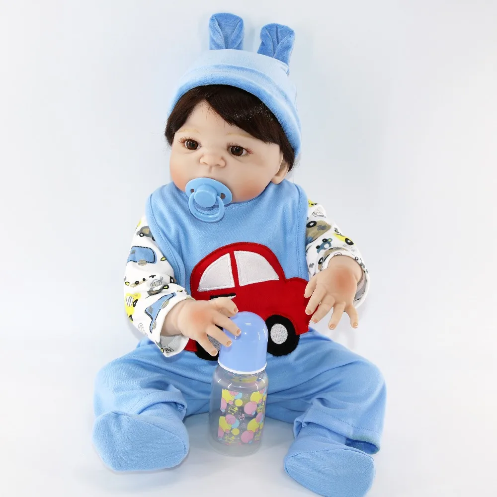 

23 Inches Boy Doll Reborn Full Silicone Vinyl Body Newborn Babies Dolls toys for Children bebe gift bonecas play house toy