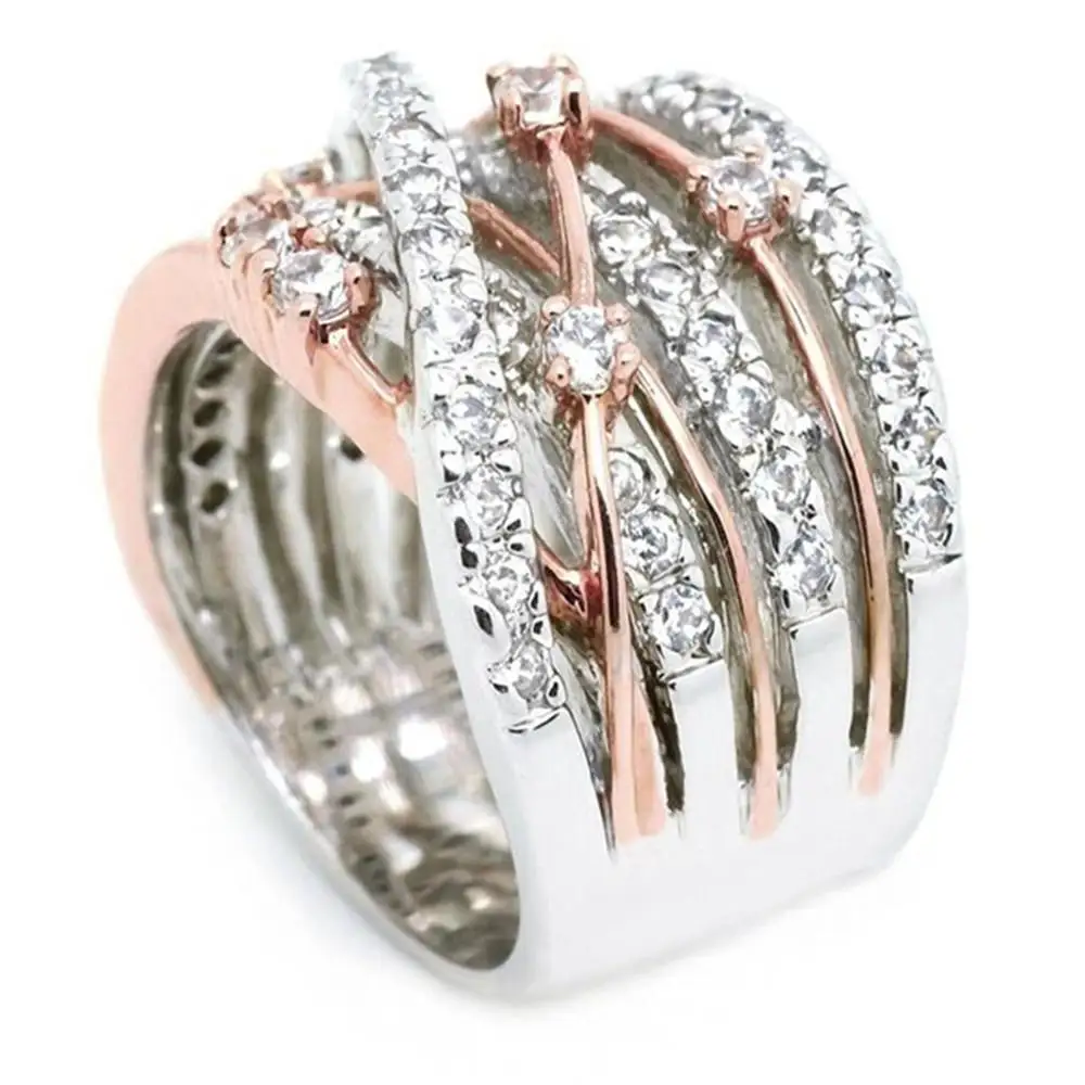 

New Arrival Cubic Zirconia Rings Exquisite Gifts Creative Women's Cross-color Creative Jewelry Size6-10