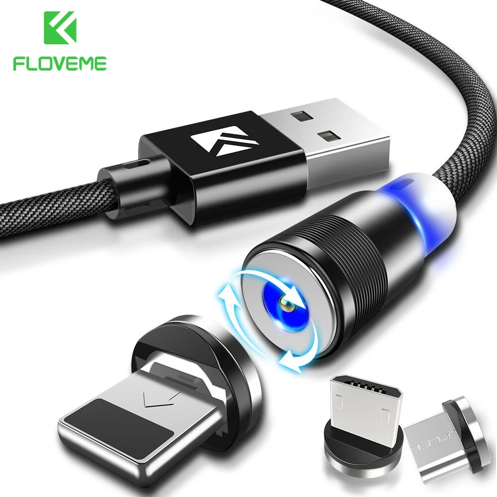 FLOVEME Новый светодиодный магнитный кабель для iPhone Micro USB Тип кабеля C магнит