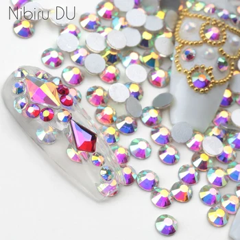 

Charms Crystals AB Rhinestones Studs Design Nail Strass Stones Flat Back Glass Rhinestones For Nails Art 3D Decorations